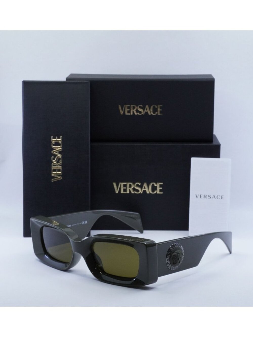 Versace VE4474U 549173 Rectangle Sunglasses – Olive / Brown